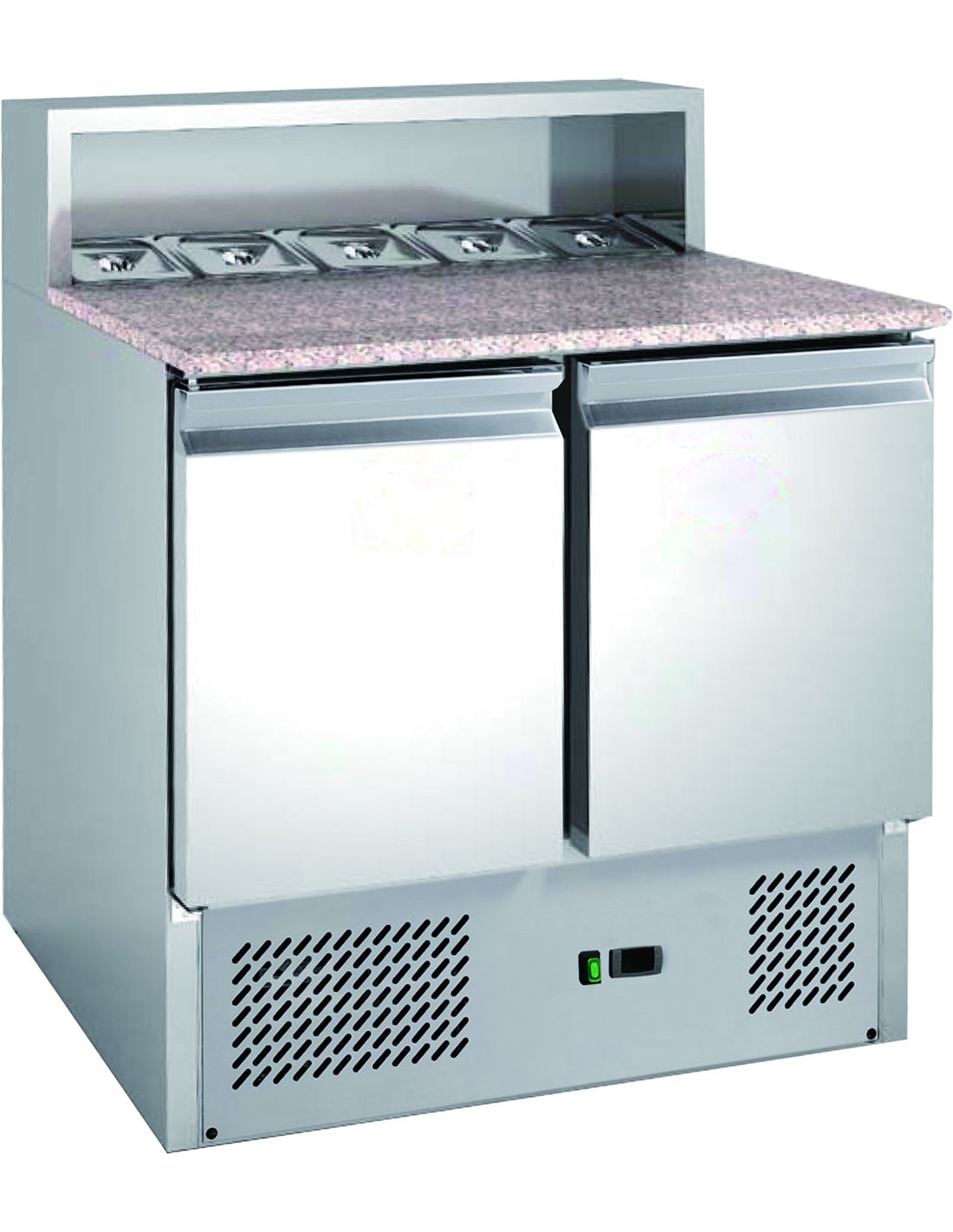 Saladette Réfrigérée Positive 240L 2 Portes – Plan de Travail Granit Inox R290 CHR 900mm