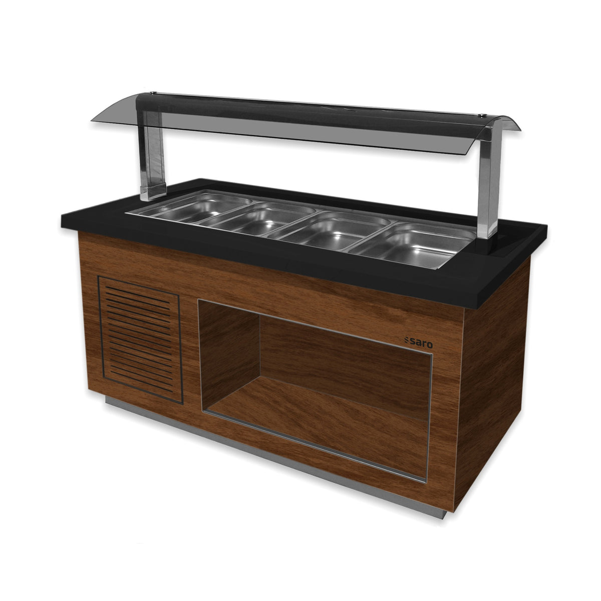 Bar à salades SARO pour 4 bacs GN 1/1, PREMIUM LINE SB-K170 noyer - 366-2205