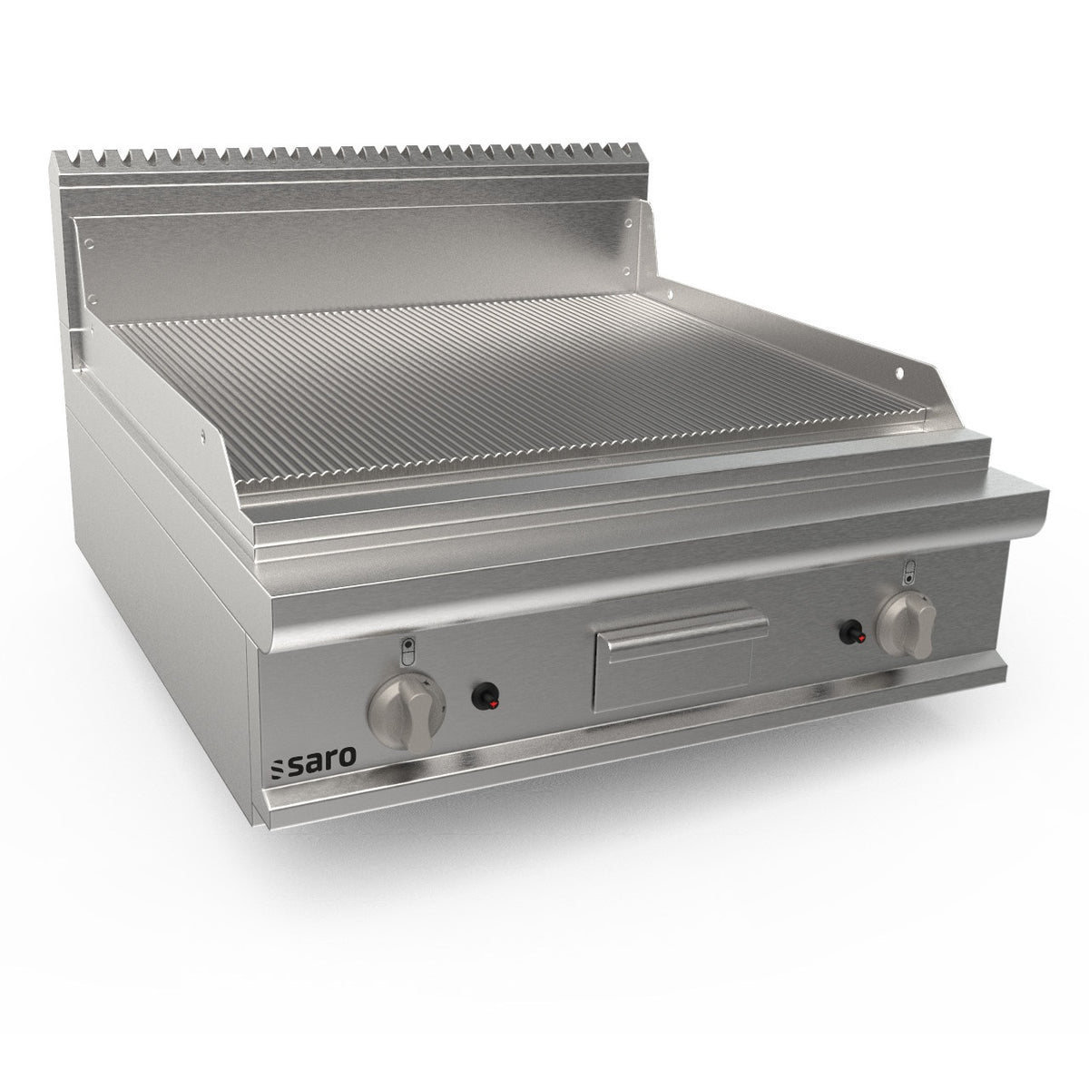 Plaque de cuisson au gaz SARO, 800 mm de large, de table, rainurée LQ / FTG4BBR - 423-8615