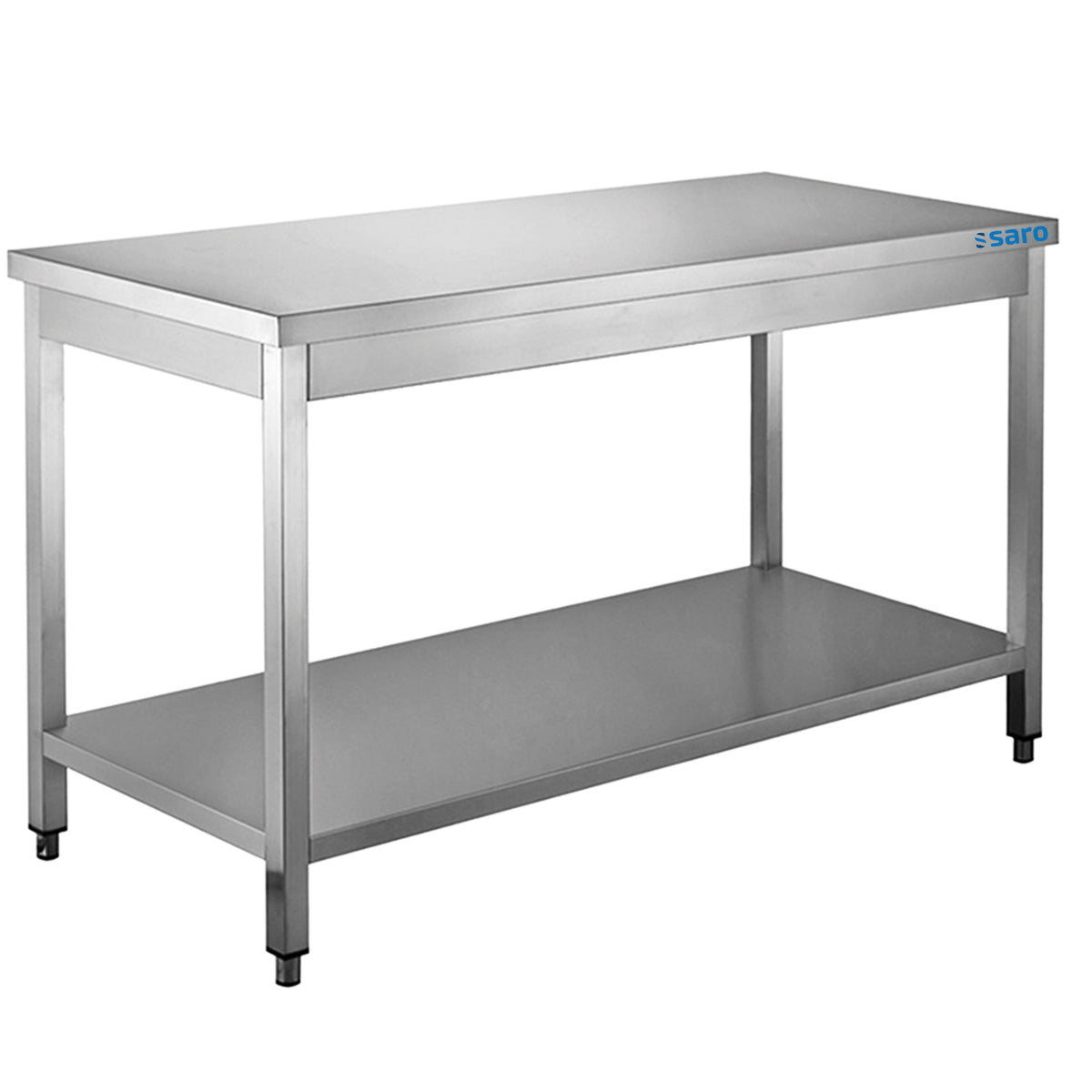 SARO Roestvrij stalen tafel, met onderblad - 700 mm diepte, 1400 mm - 700-1125