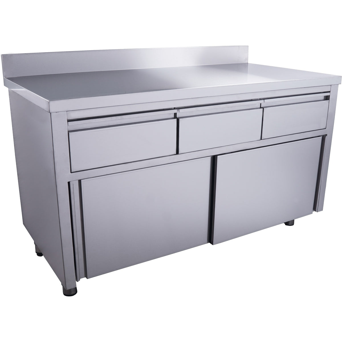 Armoire à portes coulissantes SARO avec 3 tiroirs et rebord, 1 600 x 700 mm - 700-2315