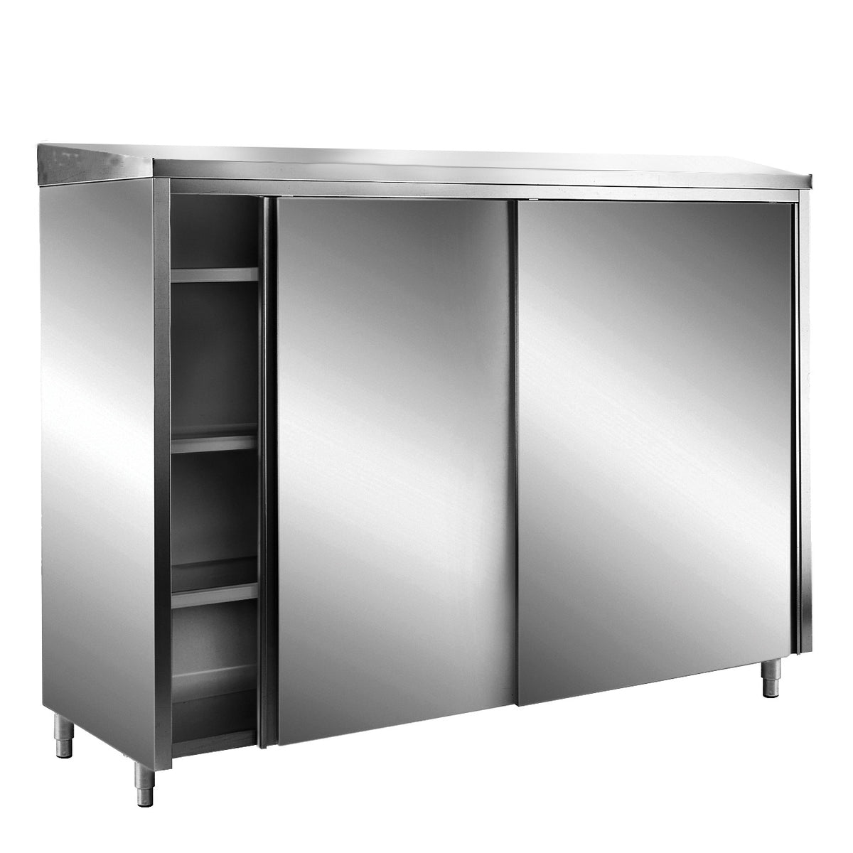 Armoire de rangement SARO en acier inoxydable AISI 430 à portes coulissantes, toit incliné, 1 000 x 700 mm - 700-8160