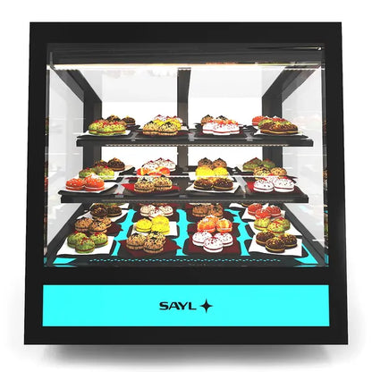 Vitrine Réfrigérée QBO Noire 620×670×670(h)mm | 1/2/3 Niveaux | Froid Ventilé + Éclairage RGB | SAYL