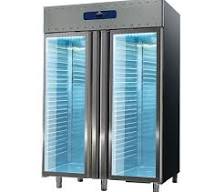 Réfrigérateur 1400 litres en inox avec portes en verre, GN 2/1, -2°/+8°C, 85 mm isolation BMA0201G