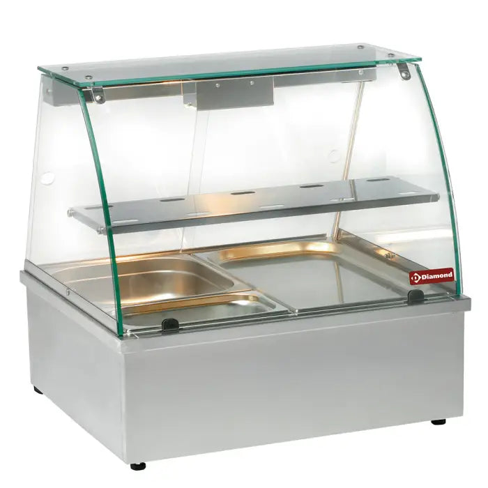 Vitrine chauffante bain-marie 2x GN 1/1 panoramique VBE-211