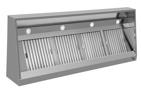 Hotte professionnelle murale Unninox 2400 × 950 mm sans moteur avec 5 filtres labyrinthes en inox
